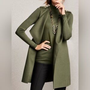 Talbots Double Open Face Fly Away Vest Sz 3X Olive Green Wool Blend Long Sweater